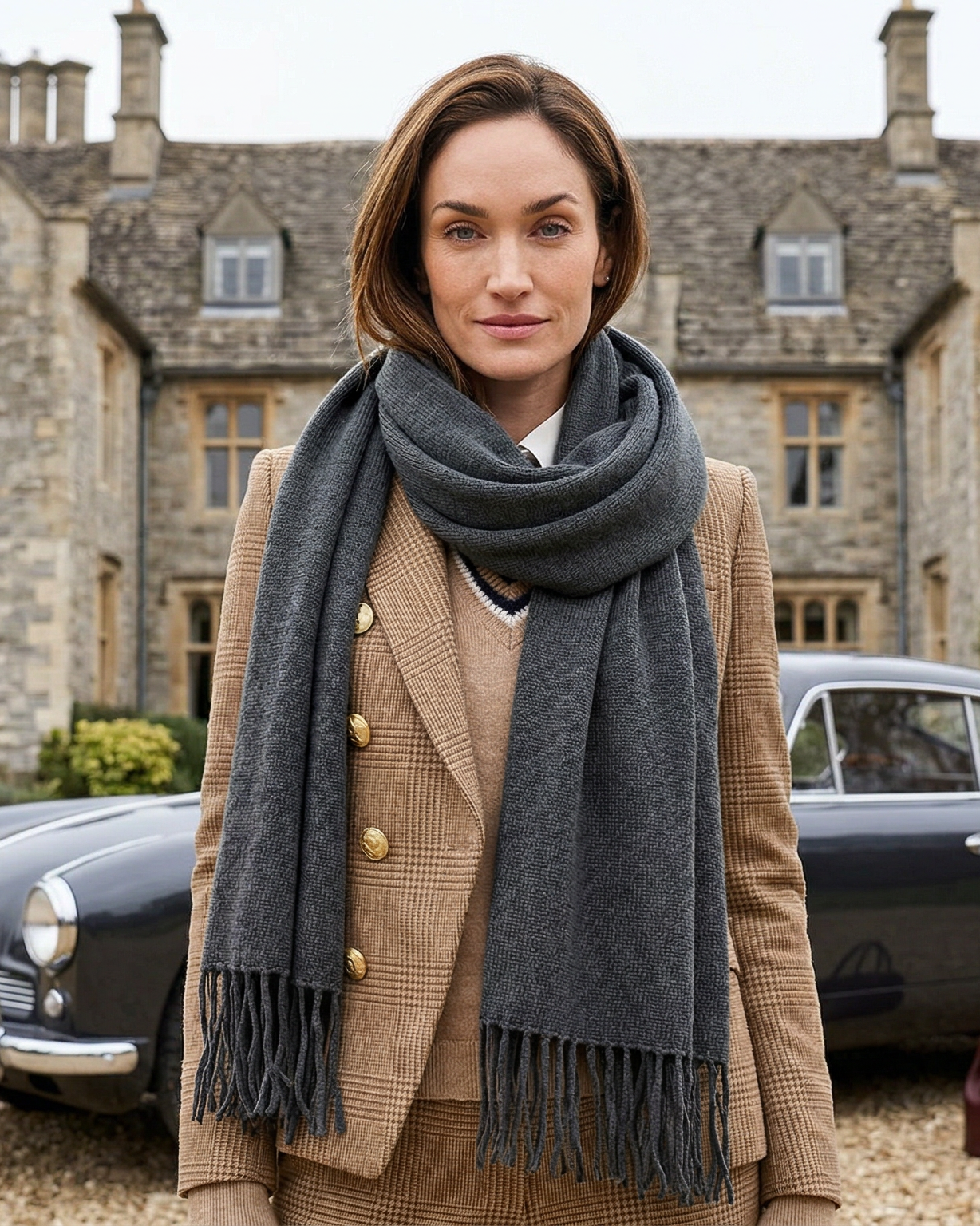 Lissabon Kaschmirschal Damen dunkelgrau – 100% Kaschmir | EMAAL CASHMERE#Farbe_dunkelgrau