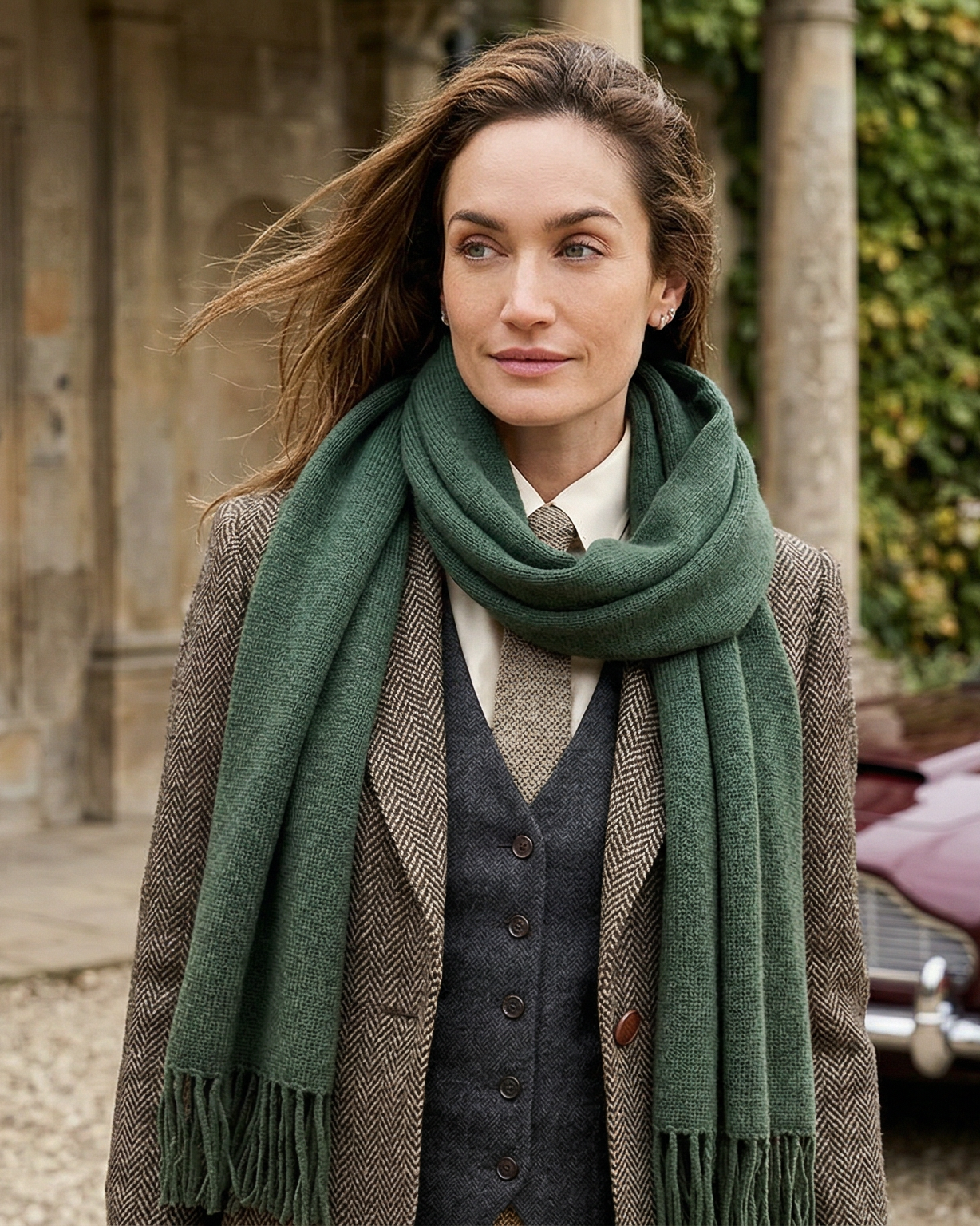 Lissabon Kaschmirschal Damen dunkelgrün – 100% Kaschmir | EMAAL CASHMERE#Farbe_dunkelgrün
