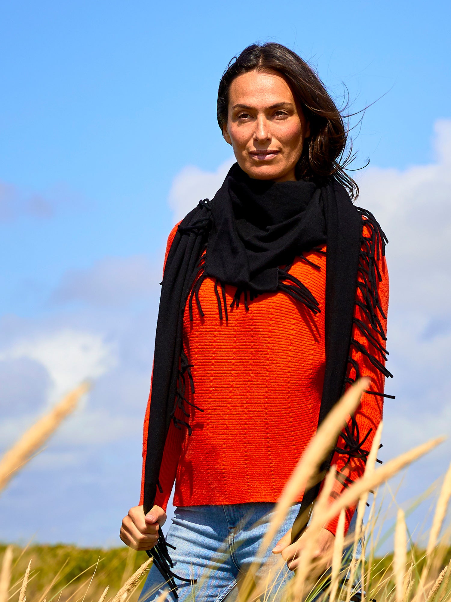 LOS ANGELES Dreiecksschal in Schwarz – eleganter Kaschmirschal für Damen#Farbe_weiss