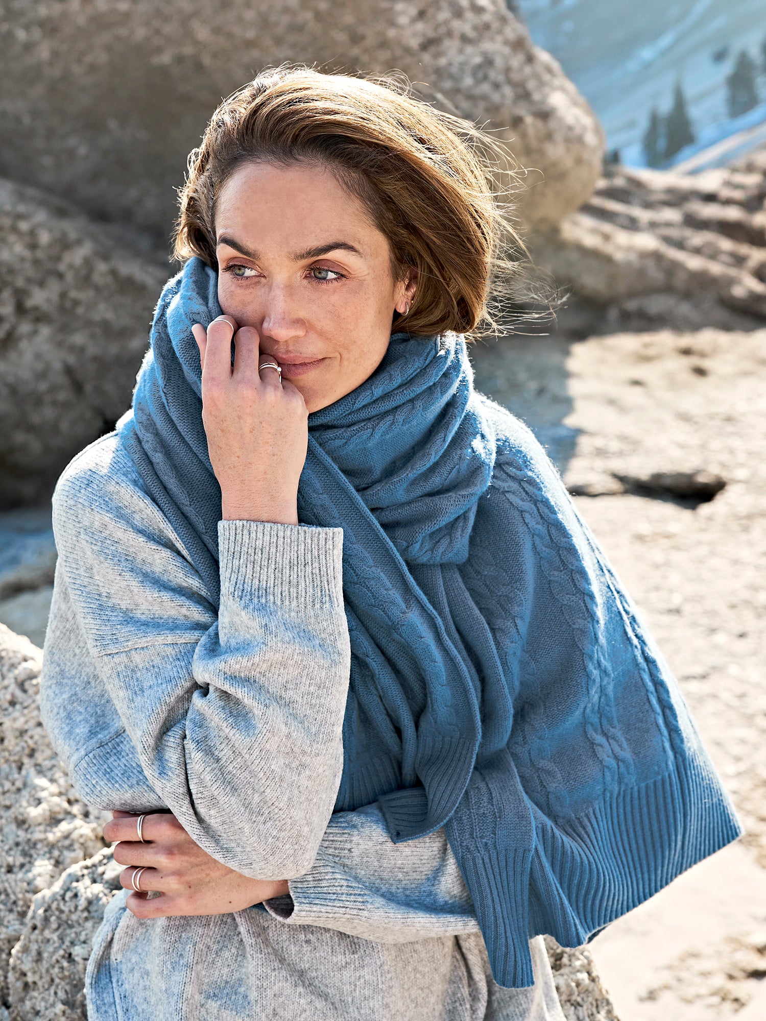 Reykjavik Kaschmirschal Damen blau – 100% Kaschmir | EMAAL CASHMERE#Farbe_blau