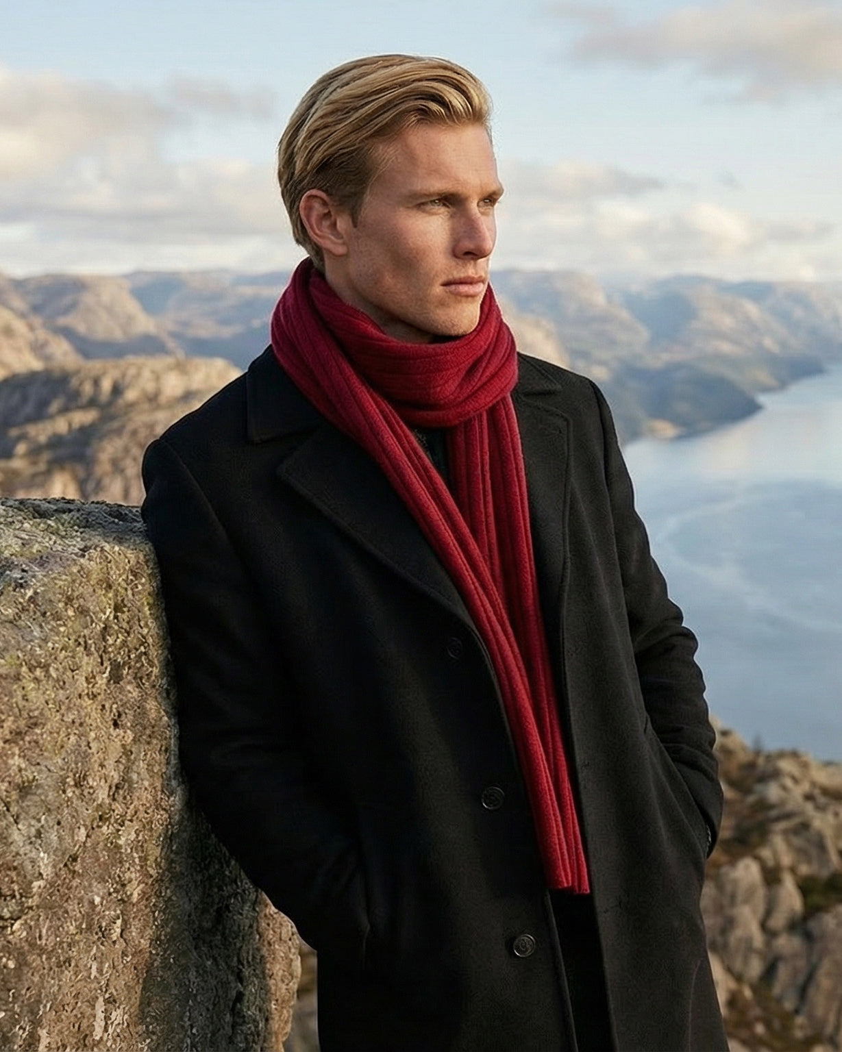 Aspen Kaschmirschal Herren rot – 100% Kaschmir | EMAAL CASHMERE#Farbe_rot