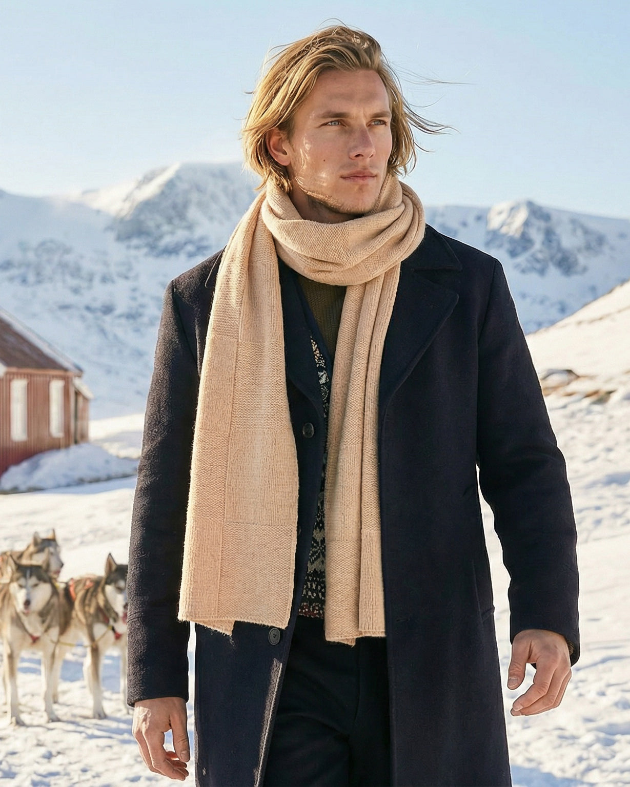 Cremefarbener BERLIN Herrenschal von EMAAL CASHMERE in ruhigem Minimal-Styling#Farbe_creme