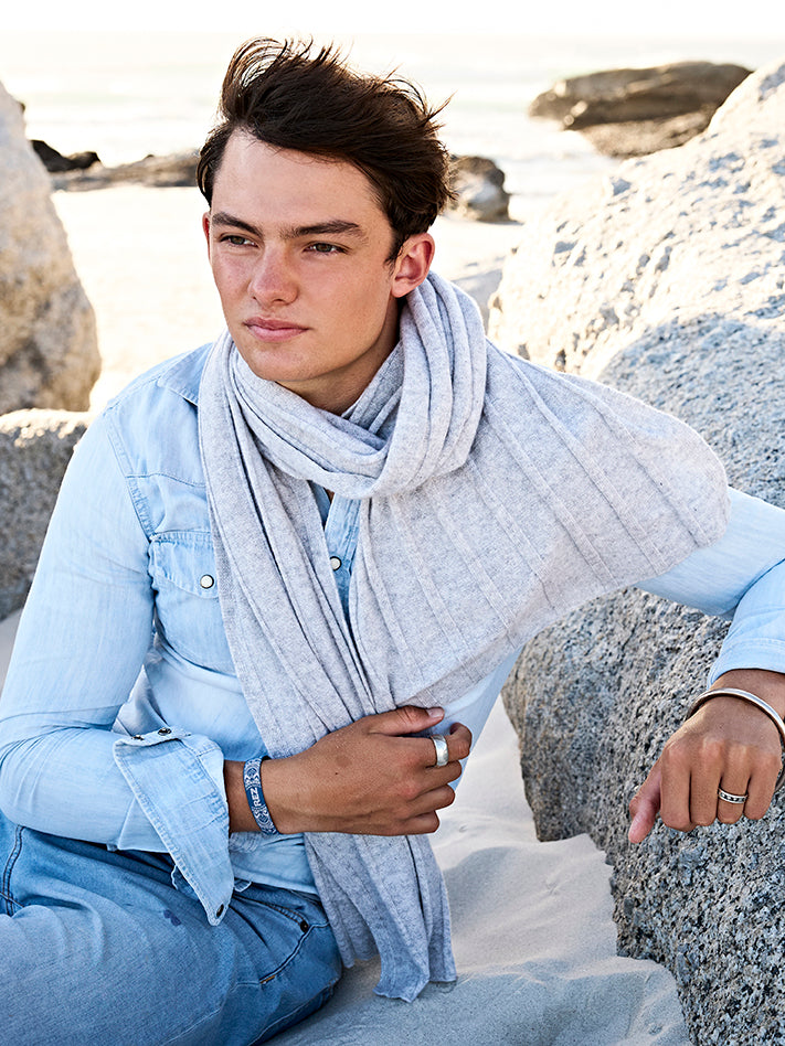 Marrakech Kaschmirschal Herren hellgrau – 100% Kaschmir | EMAAL CASHMERE#Farbe_hellgrau