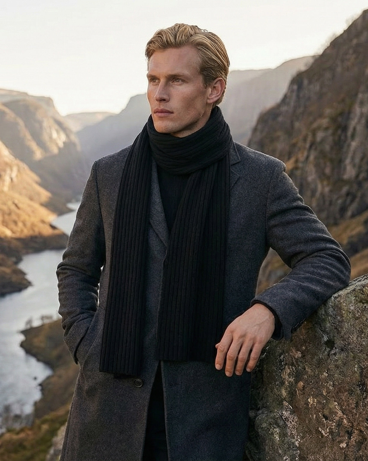 Riad Kaschmirschal Herren schwarz – 100% Kaschmir | EMAAL CASHMERE#Farbe_schwarz