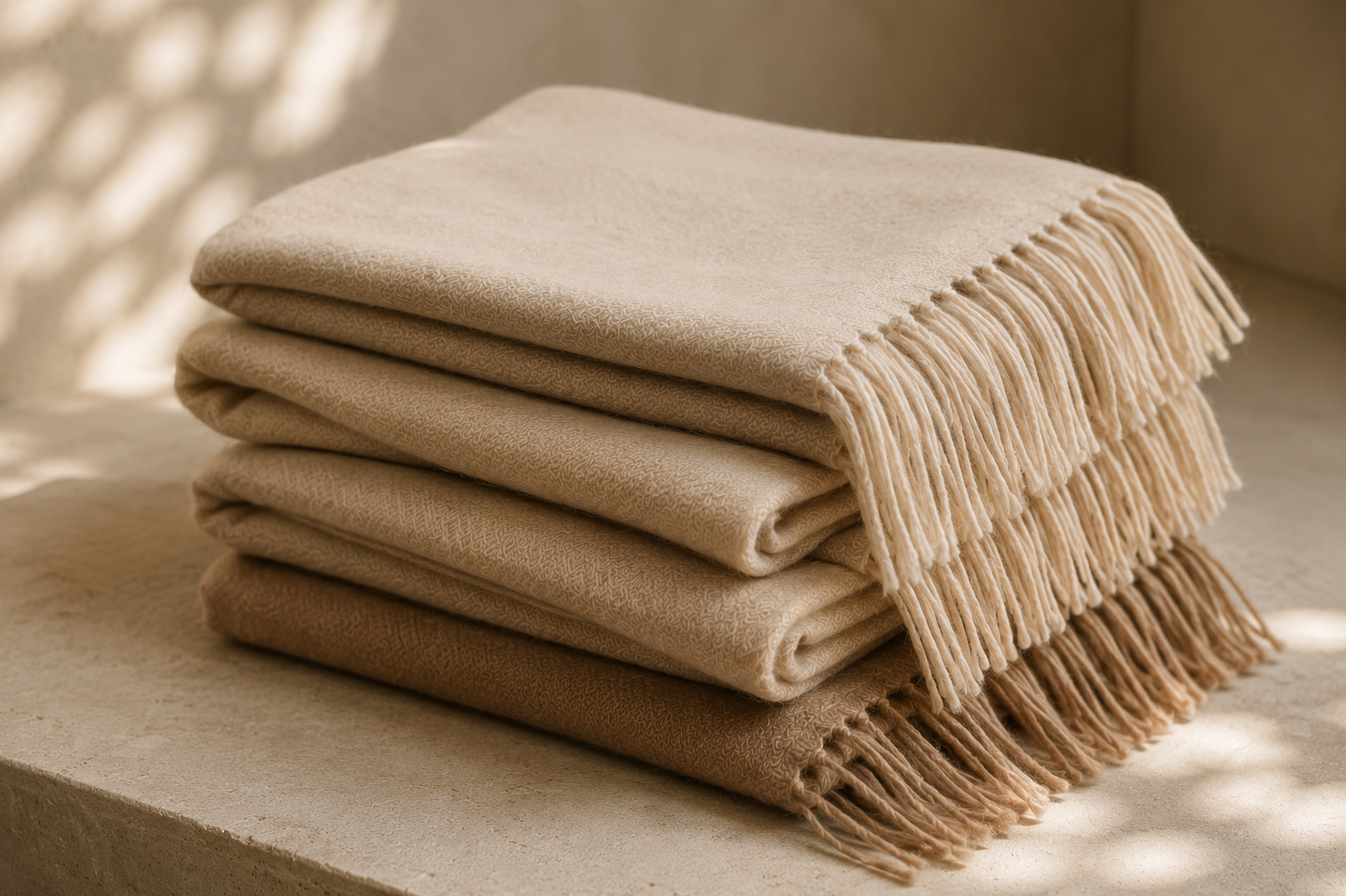 Editorial Kampagne mit moderner Frau und luxuriösem Cashmere Schal