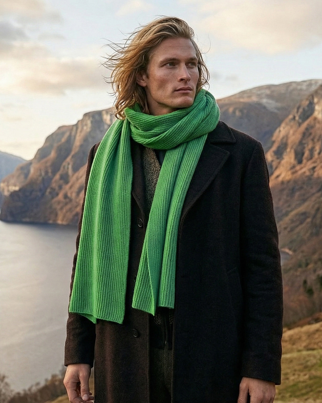 Zermatt Kaschmirschal Herren grün – 100% Kaschmir | EMAAL CASHMERE#Farbe_grün