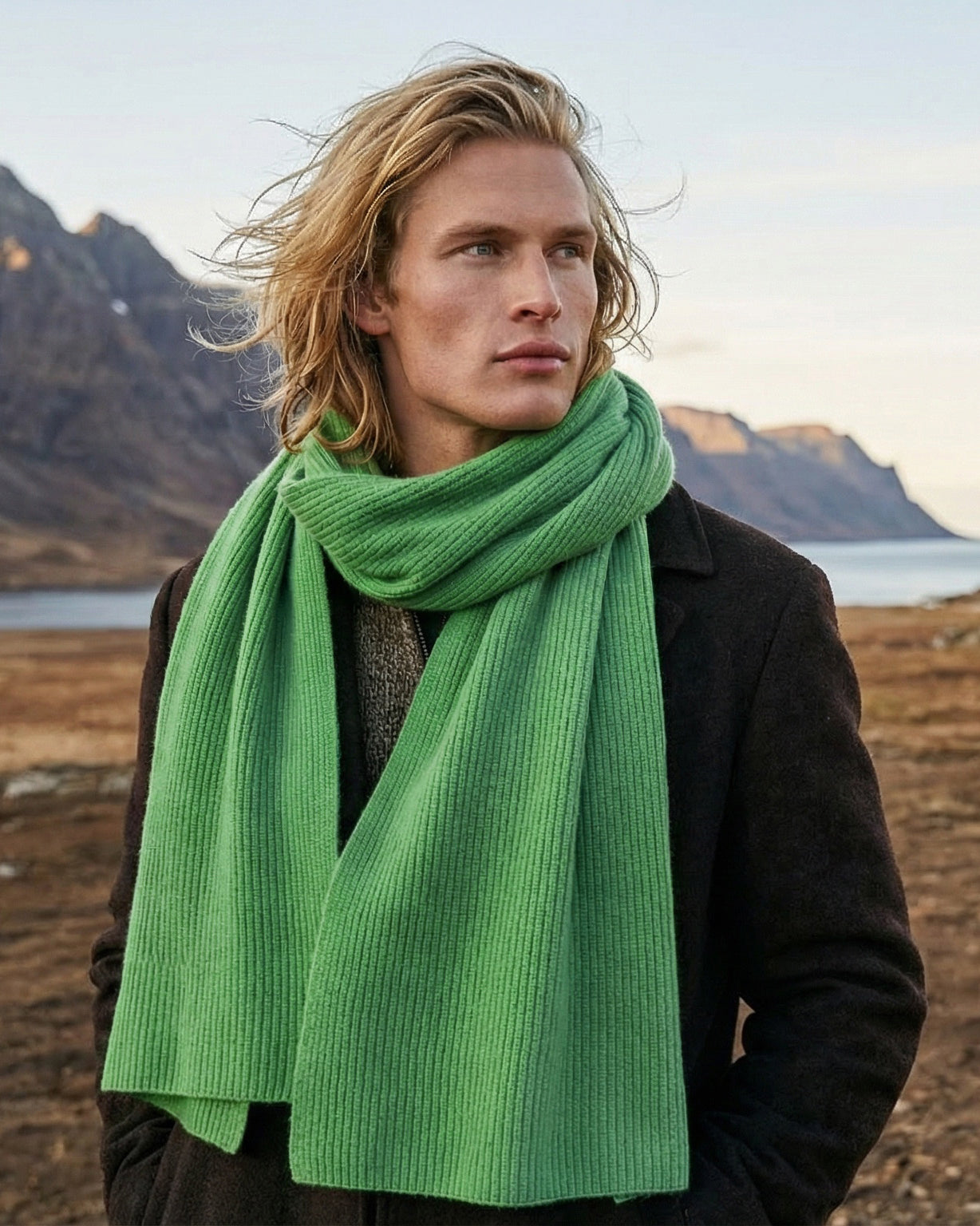 Zermatt Kaschmirschal Herren grün – 100% Kaschmir | EMAAL CASHMERE#Farbe_grün