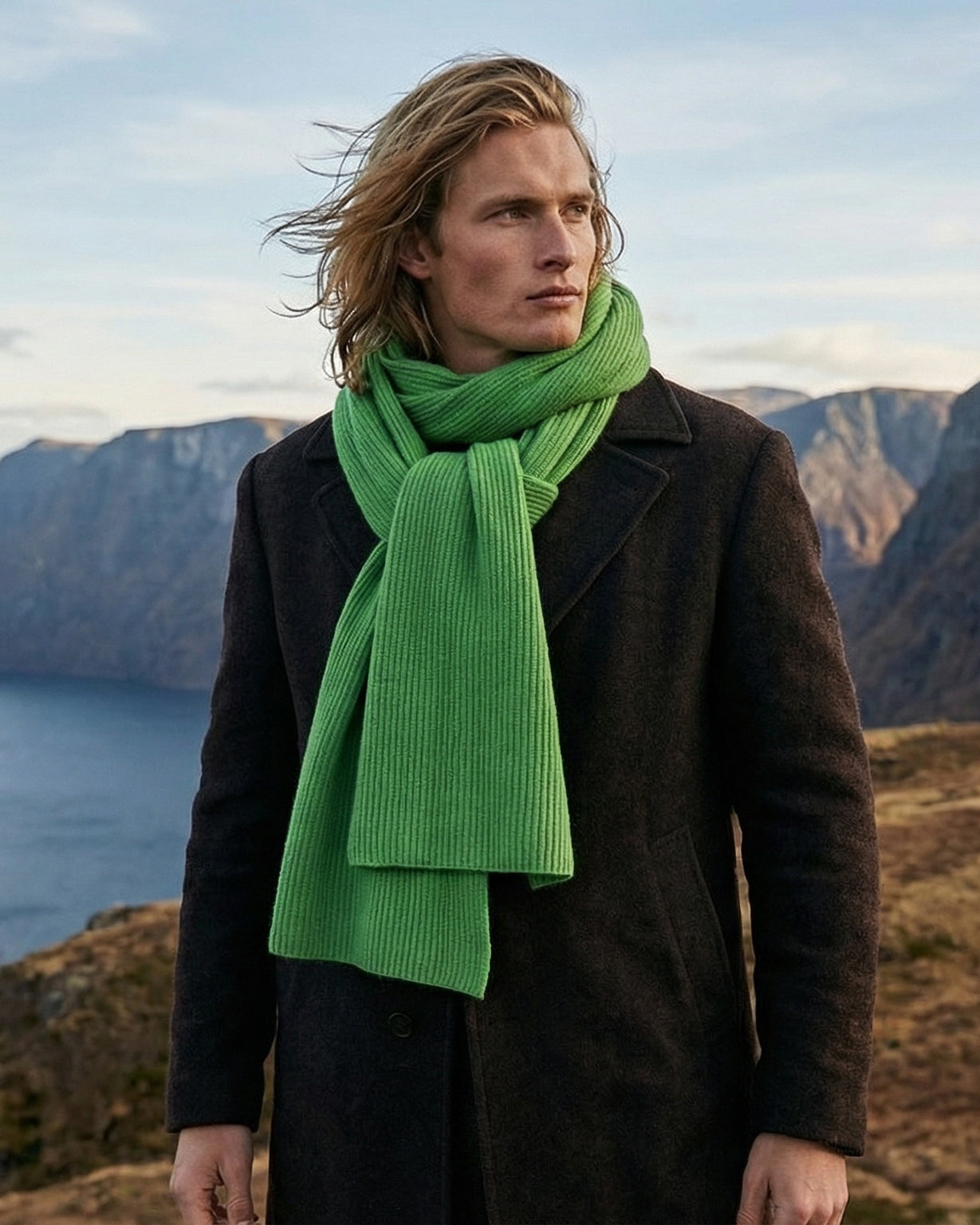 Zermatt Kaschmirschal Herren grün – 100% Kaschmir | EMAAL CASHMERE#Farbe_grün