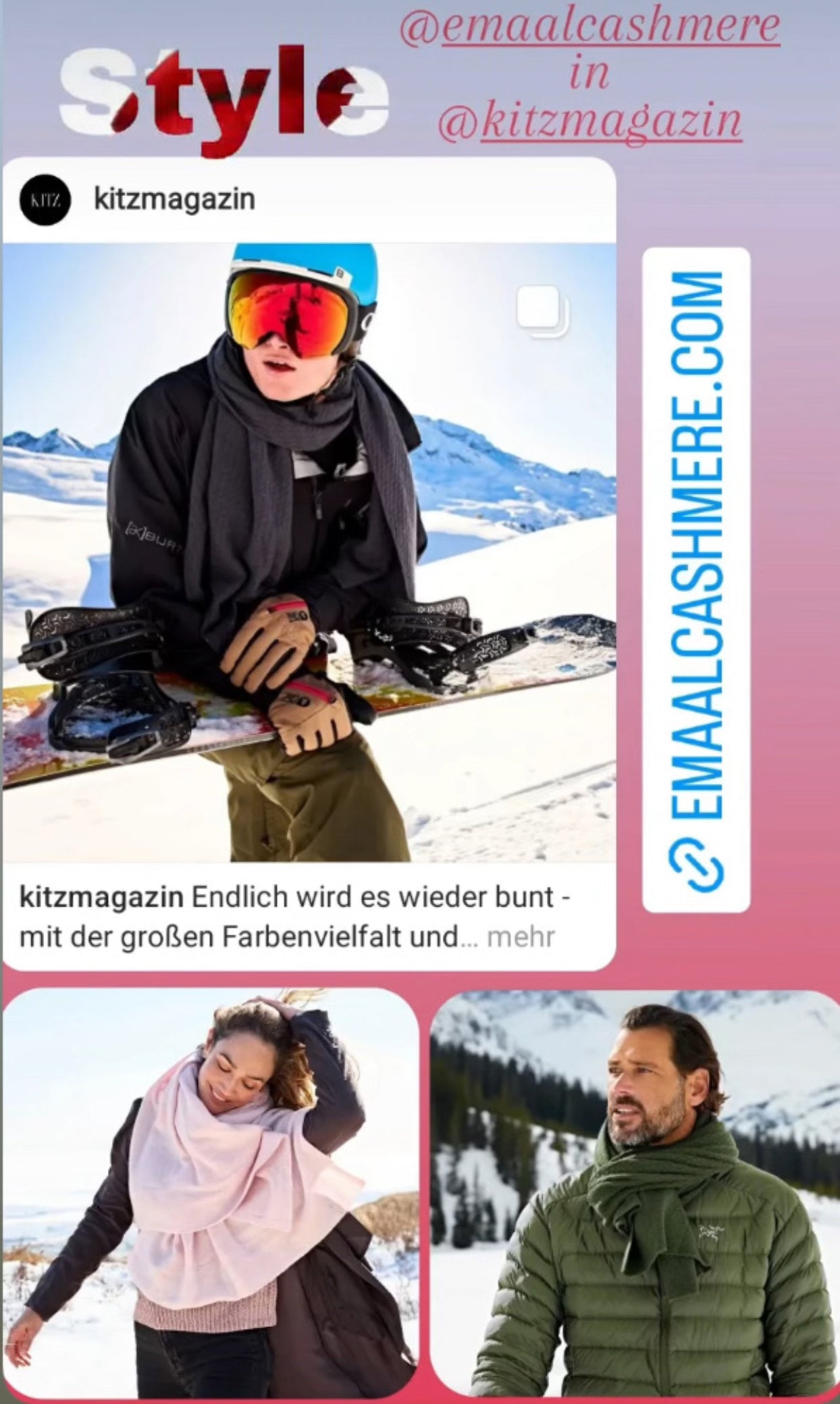 Magazinartikel über EMAAL CASHMERE und zeitlose Cashmere Mode Kitz Magazin
