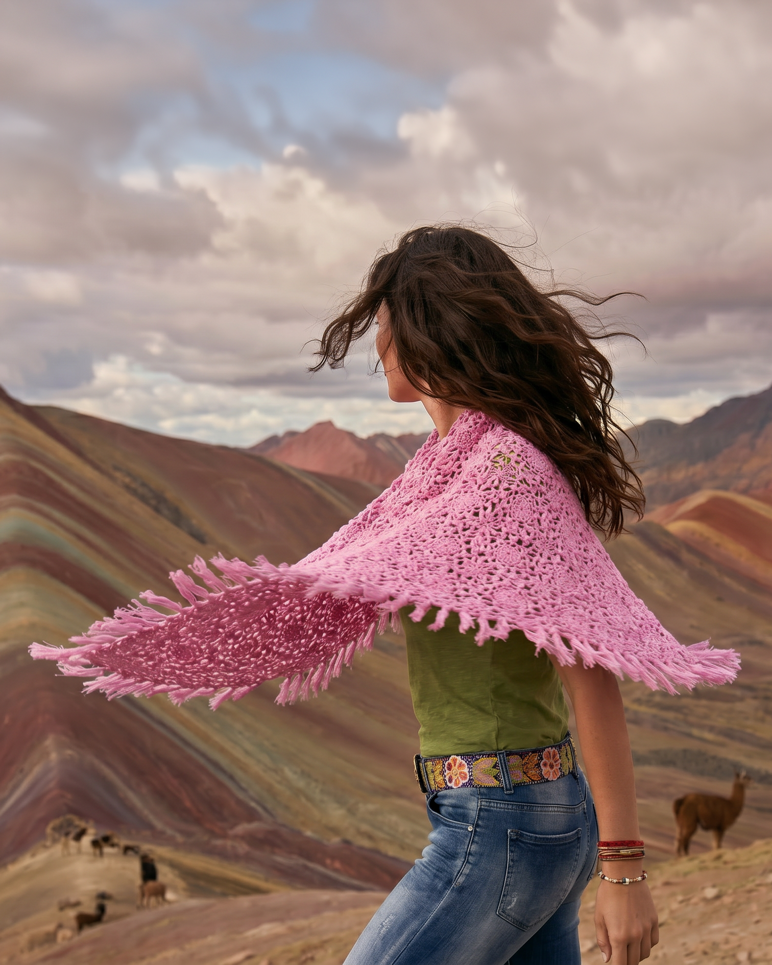 EMAAL CASHMERE LAPAZ Schal in Rosa – handgehäkelter Kaschmirschal für Damen#Farbe_rosa