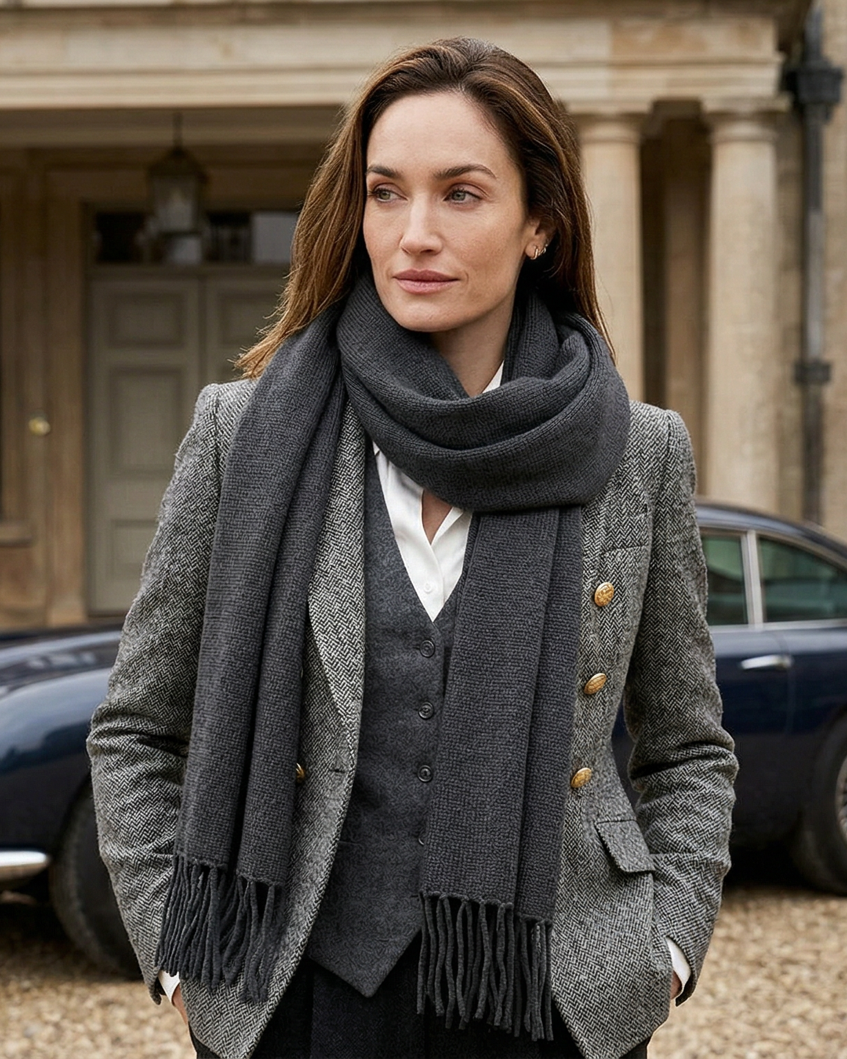 Lissabon Kaschmirschal Damen dunkelgrau – 100% Kaschmir | EMAAL CASHMERE#Farbe_dunkelgrau