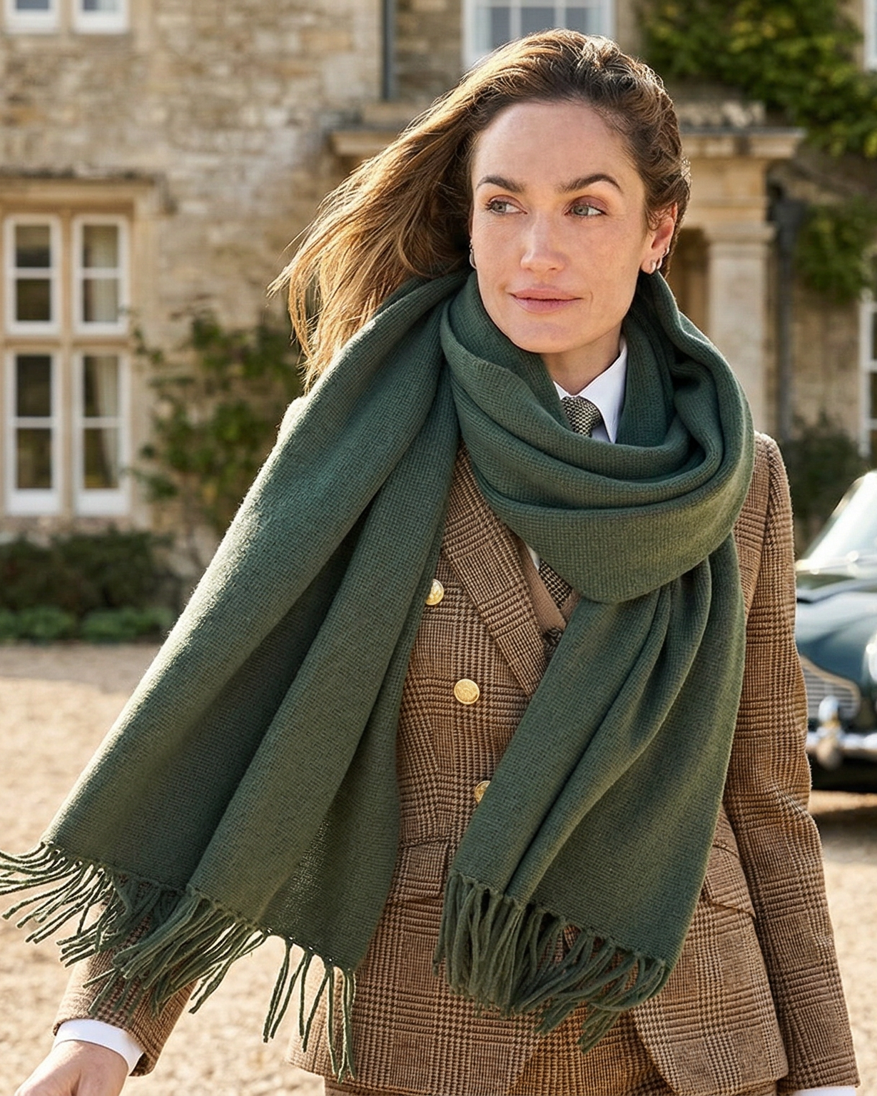 Lissabon Kaschmirschal Damen dunkelgrün – 100% Kaschmir | EMAAL CASHMERE#Farbe_dunkelgrün