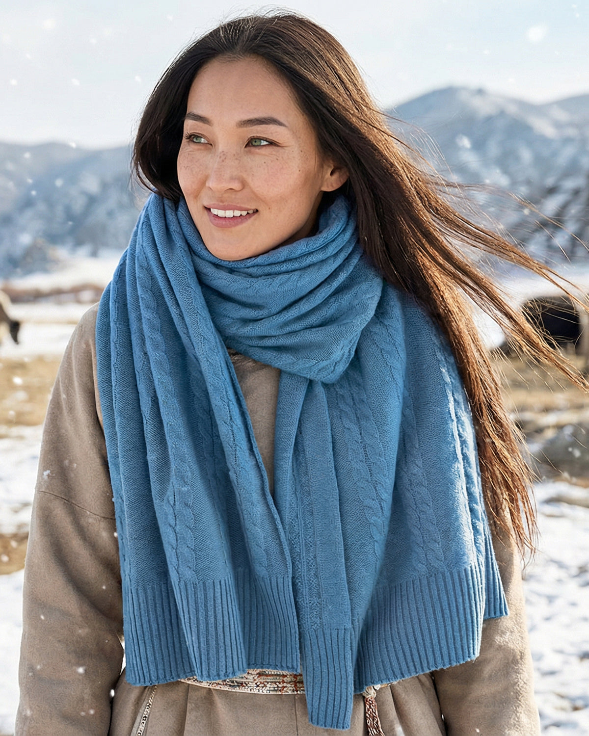Reykjavik Kaschmirschal Damen blau – 100% Kaschmir | EMAAL CASHMERE#Farbe_blau