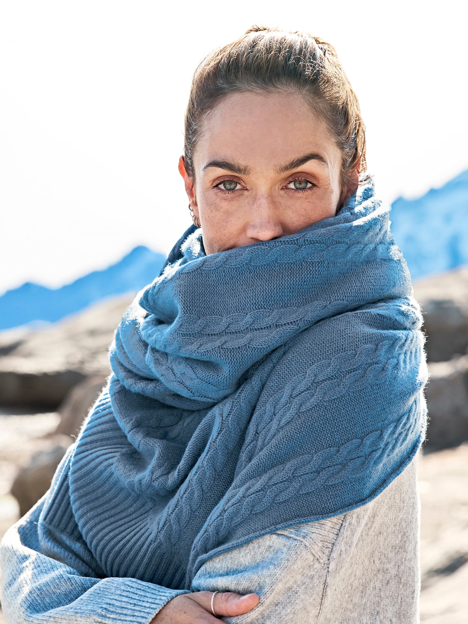 Reykjavik Kaschmirschal Damen blau – 100% Kaschmir | EMAAL CASHMERE#Farbe_blau