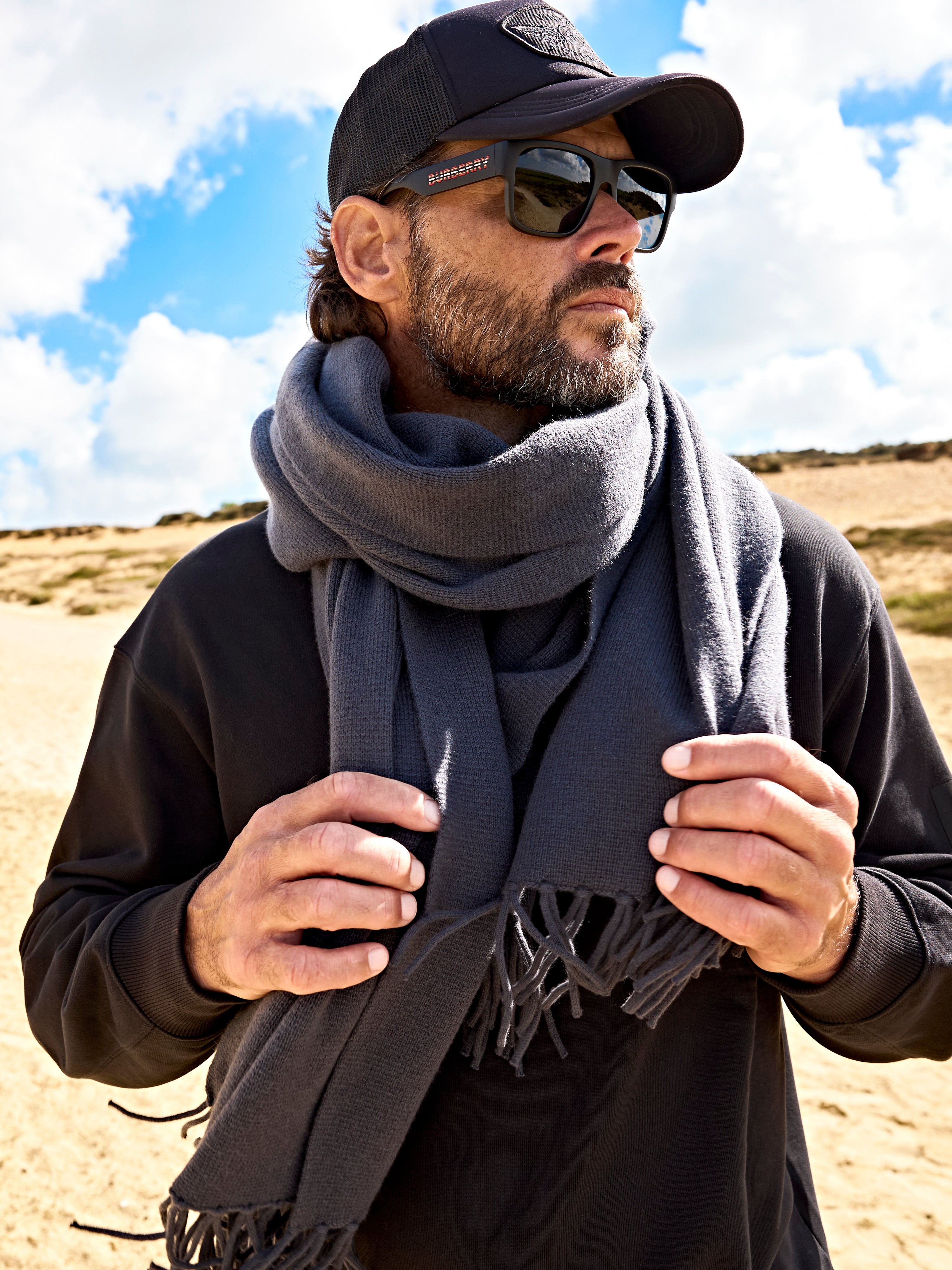 Lissabon Kaschmirschal Herren dunkelgrau – 100% Kaschmir | EMAAL CASHMERE#Farbe_dunkelgrau