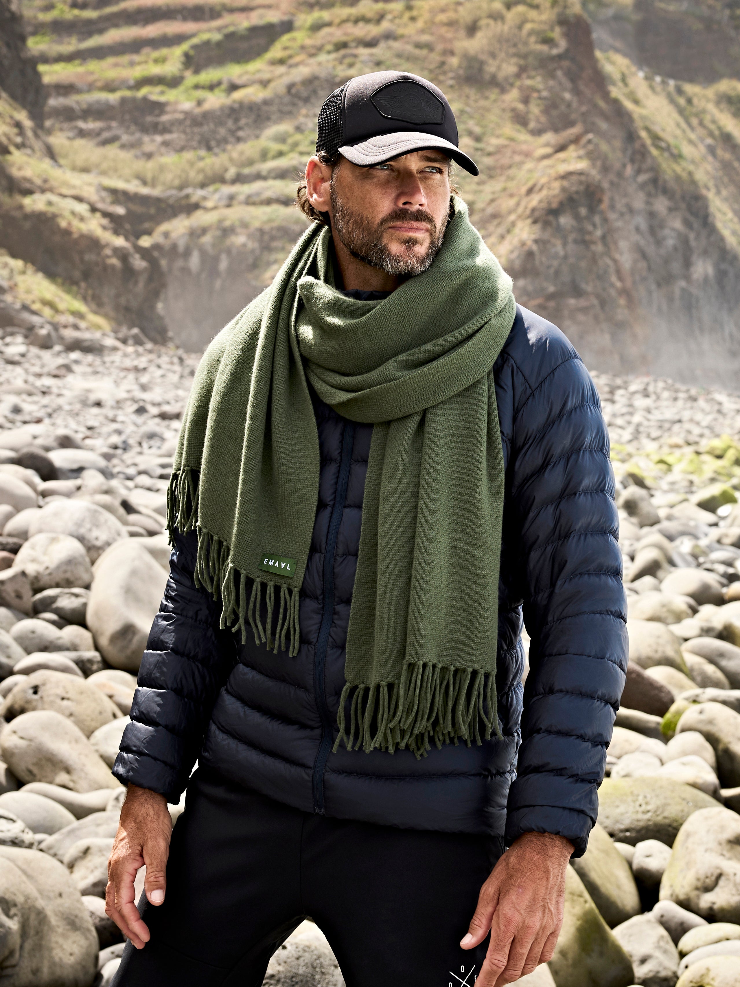Lissabon Kaschmirschal Herren dunkelgrün – 100% Kaschmir | EMAAL CASHMERE#Farbe_dunkelgrün