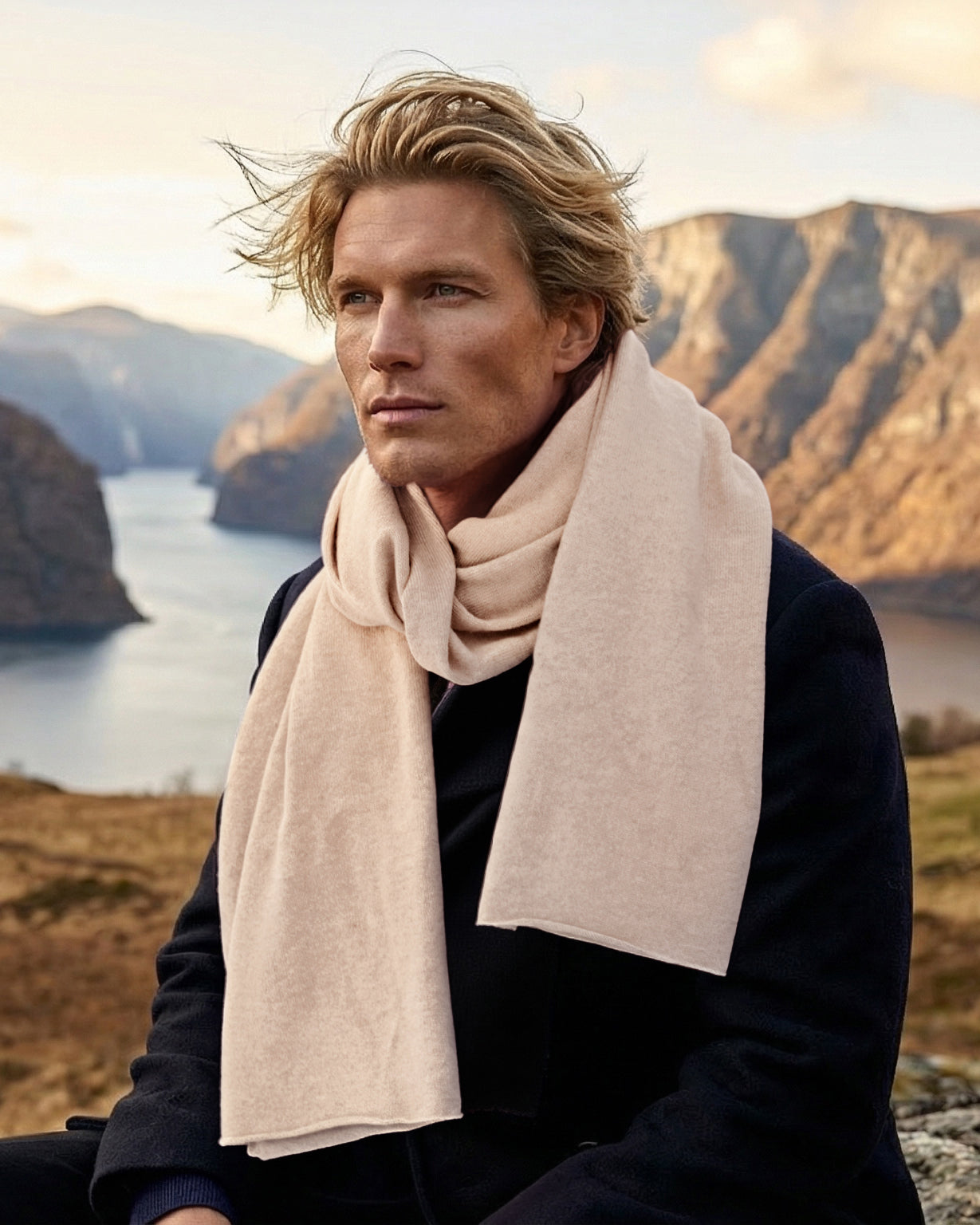 London Kaschmirschal Herren creme – 100% Kaschmir | EMAAL CASHMERE#Farbe_creme
