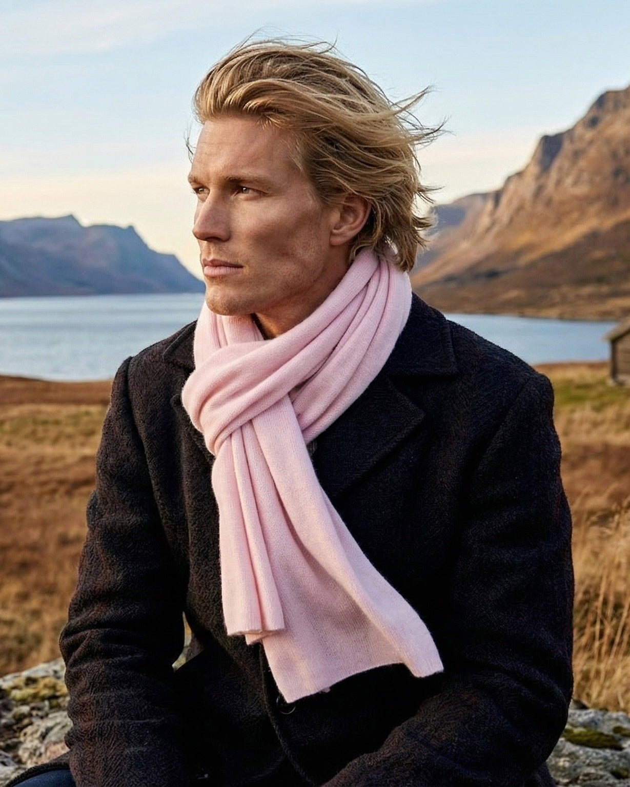 London Kaschmirschal Herren rosa – 100% Kaschmir | EMAAL CASHMERE#Farbe_rosa
