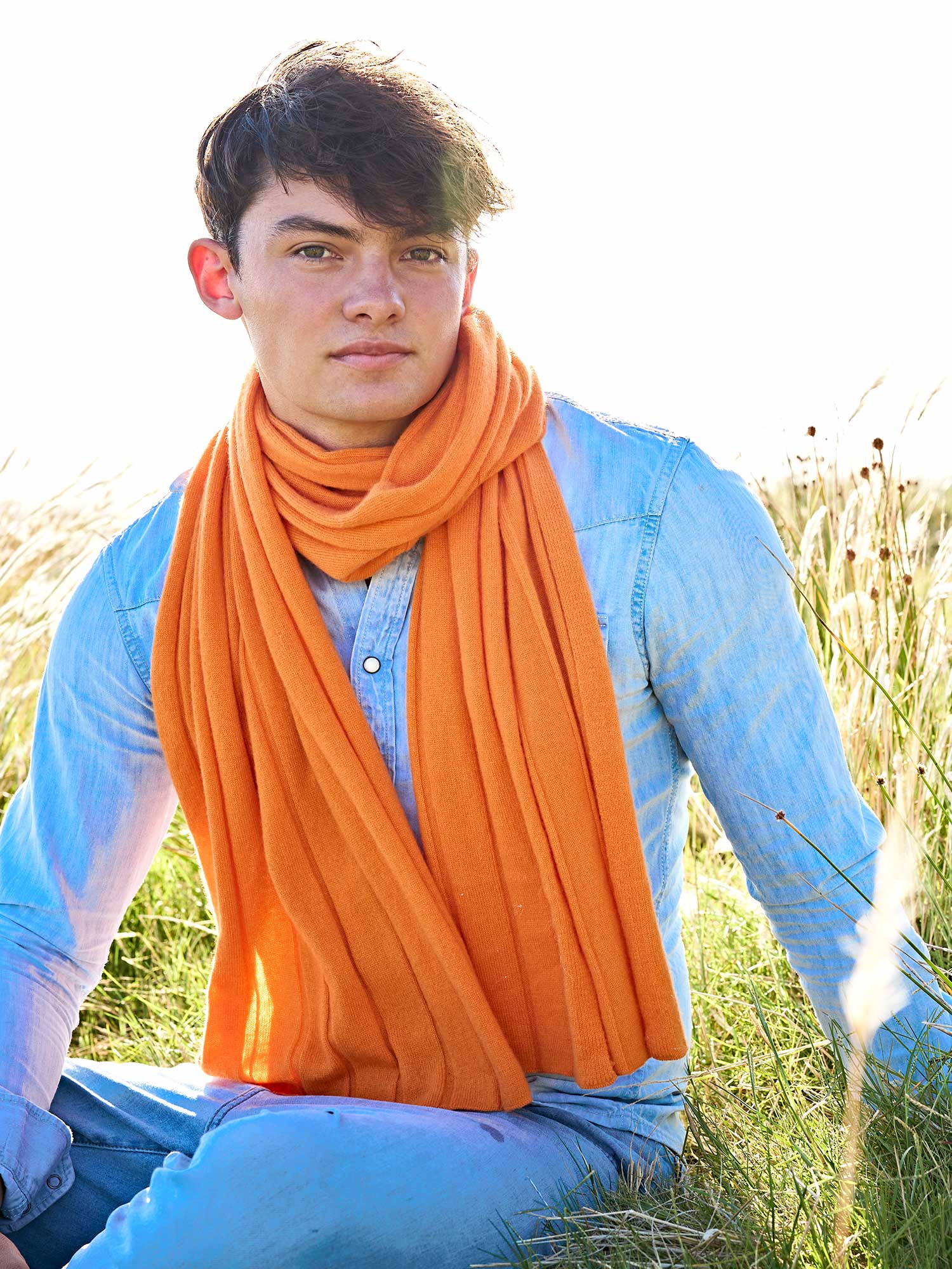 Marrakech Kaschmirschal Herren orange – 100% Kaschmir | EMAAL CASHMERE#Farbe_orange
