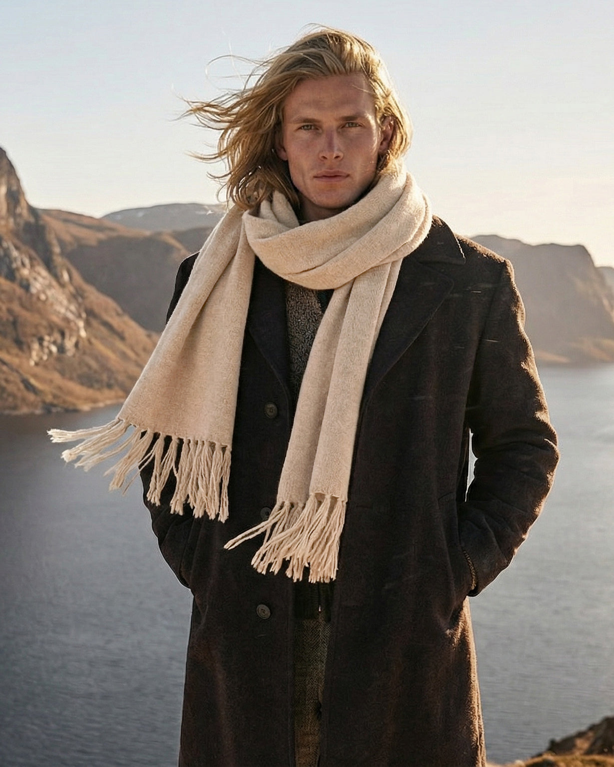 Milano Kaschmirschal Herren creme – 100% Kaschmir | EMAAL CASHMERE#Farbe_creme