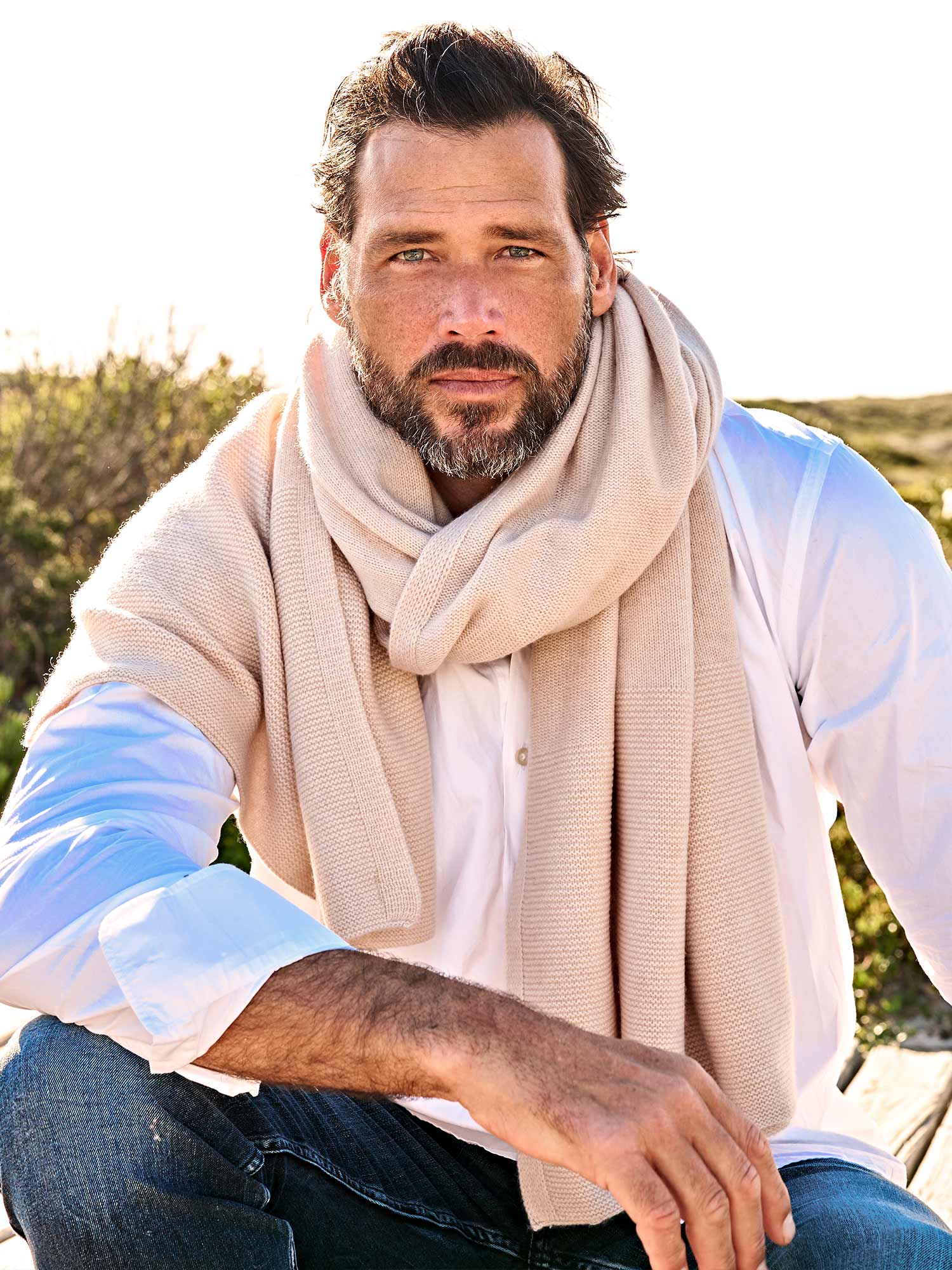 Oslo Kaschmirschal Herren creme – 100% Kaschmir | EMAAL CASHMERE#Farbe_creme
