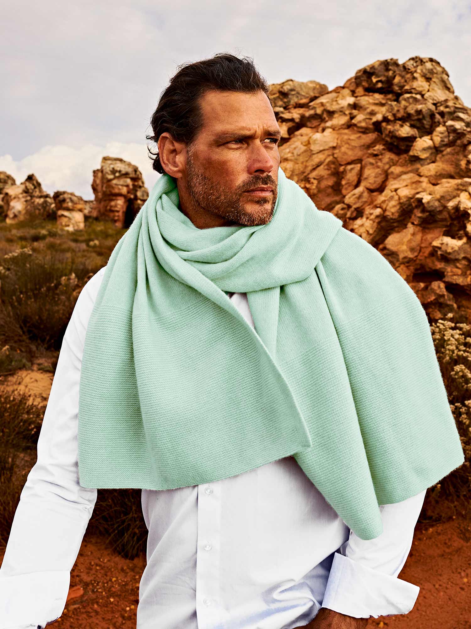 Oslo Kaschmirschal Herren hellgrün – 100% Kaschmir | EMAAL CASHMERE#Farbe_hellgrün