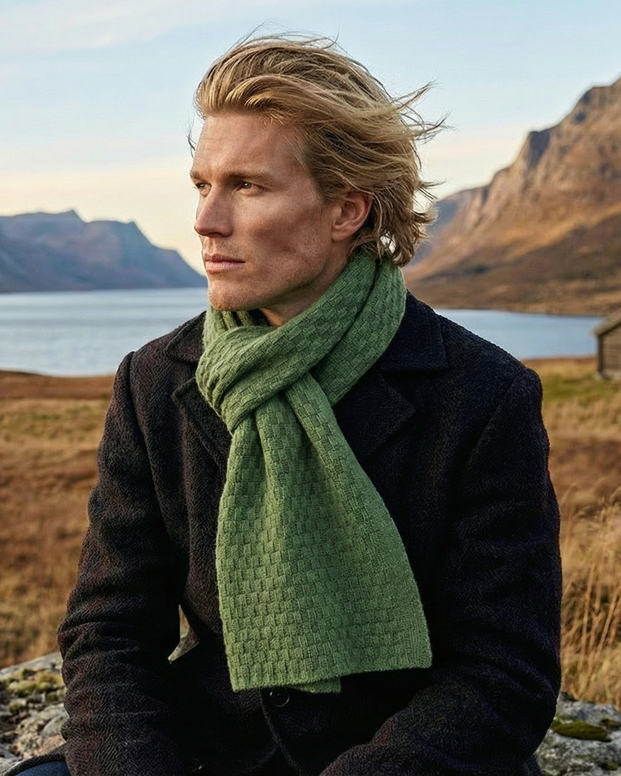 Sylt Kaschmirschal Herren dunkelgrün – 100% Kaschmir | EMAAL CASHMERE#Farbe_dunkelgrün