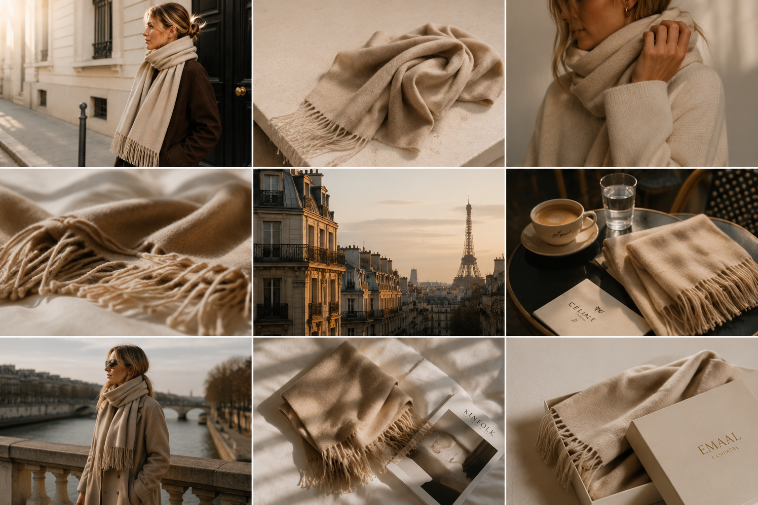 Editorial Kampagne von EMAAL CASHMERE mit modernem Cashmere Schal