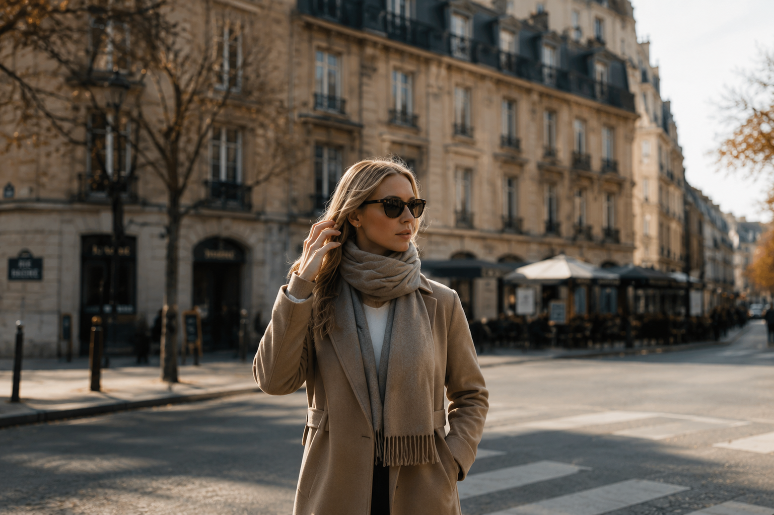 Moderne Frau unterwegs mit EMAAL CASHMERE Cashmere Schal