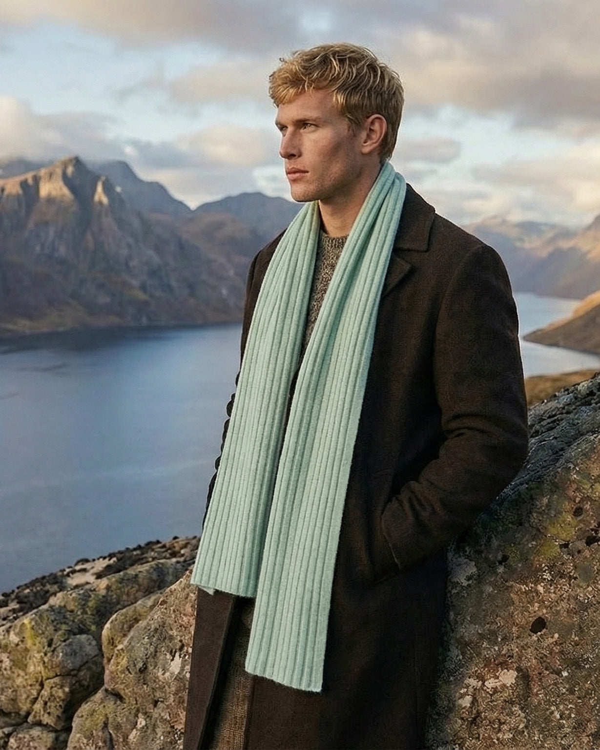 Riad Kaschmirschal Herren hellgrün – 100% Kaschmir | EMAAL CASHMERE#Farbe_hellgrün