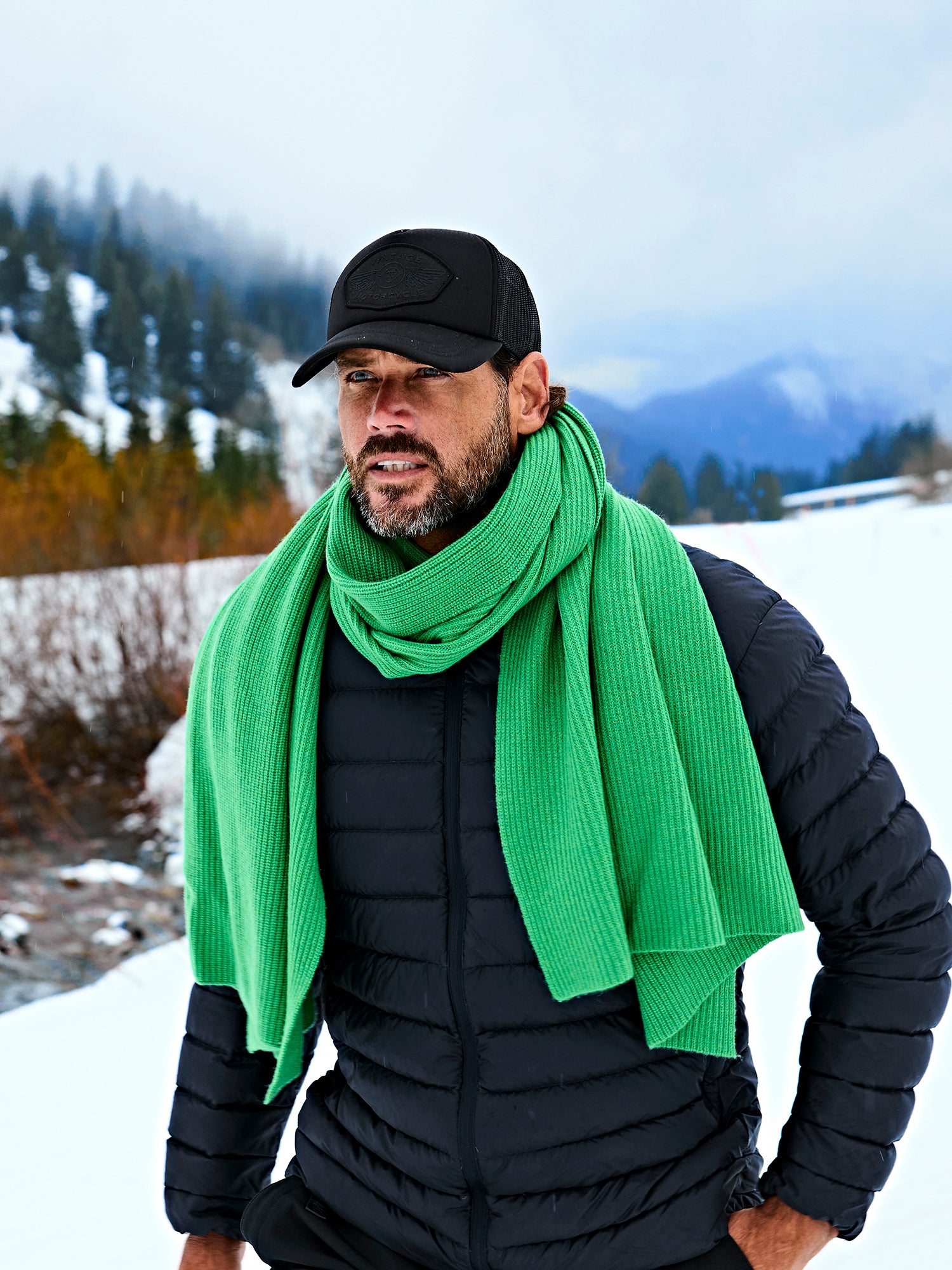 Zermatt Kaschmirschal Herren grün – 100% Kaschmir | EMAAL CASHMERE#Farbe_grün