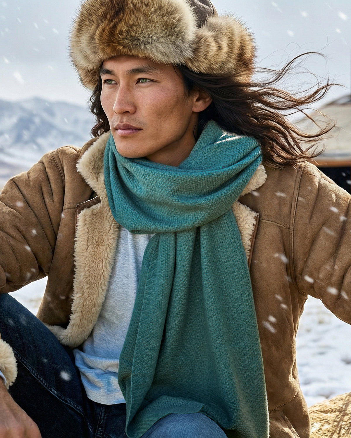 Dublin Kaschmirschal Herren grün – 100% Kaschmir | EMAAL CASHMERE#Farbe_grün