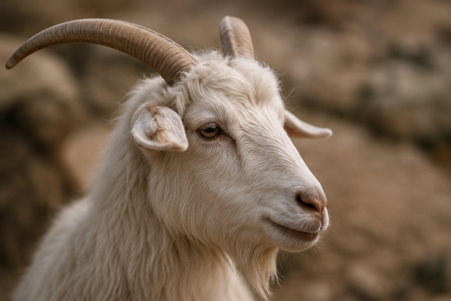Kaschmirziege in ursprünglicher Berglandschaft – Symbol für feinstes Premium Cashmere und nachhaltige Handwerkskunst bei Emaal Cashmere